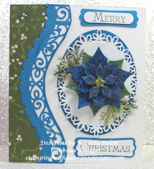 Home For Christmas Designer Series Paper - Blue Poinsettia